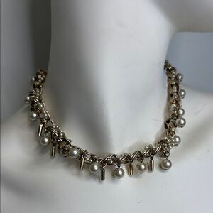 Vintage Barclay Gold Tone Faux Pearl Charm Necklace